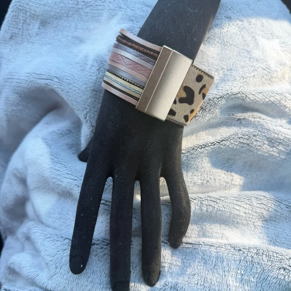 Leopard Print and Metallic Bracelet
